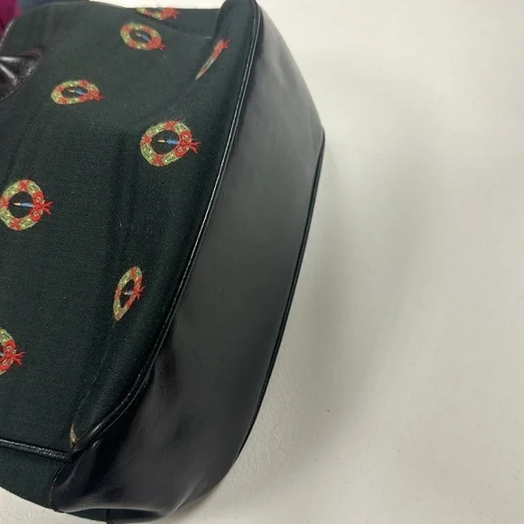 J. McLaughlin Holiday Wreath Purse Bag Black Vintage Embroidered Party Preppy - Picture 7 of 8